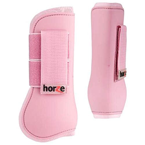 HORZE Adjustable Horse Tendon Boots - Protective, Lightweight, Open Front Boots for Jumping, Trail Riding, and Turnout (Sold in Pairs) - Lady Light Pink - Horse