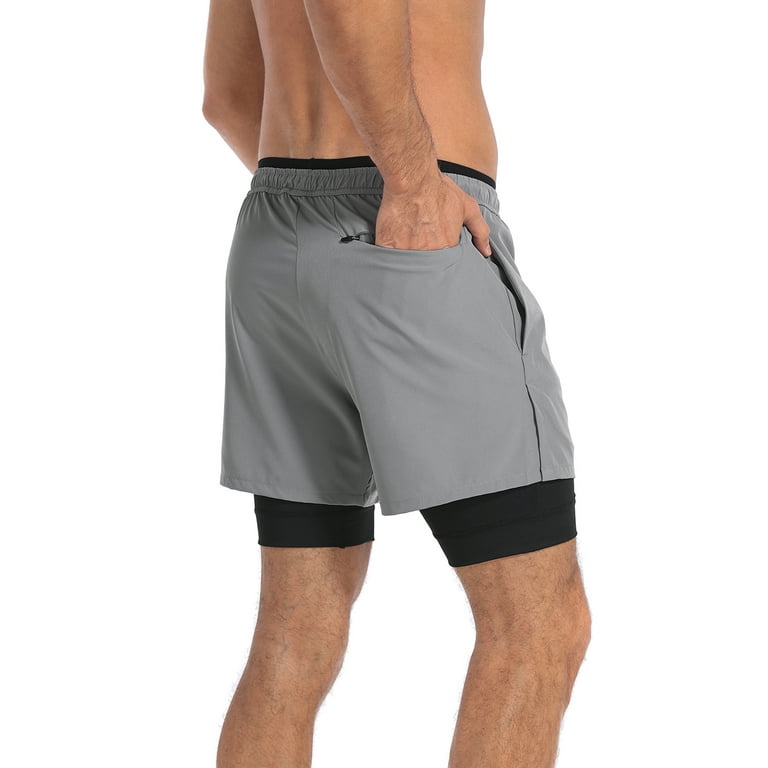 LRD Men's Athletic Gym Workout Shorts with Compression Liner 5 Inch Inseam  : : Clothing, Shoes & Accessories