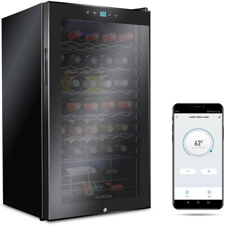 Ivation 34 Bottles Wine Fridge W/ Wi-Fi App  Freestanding Wine Cooler Refrigerator with Lock