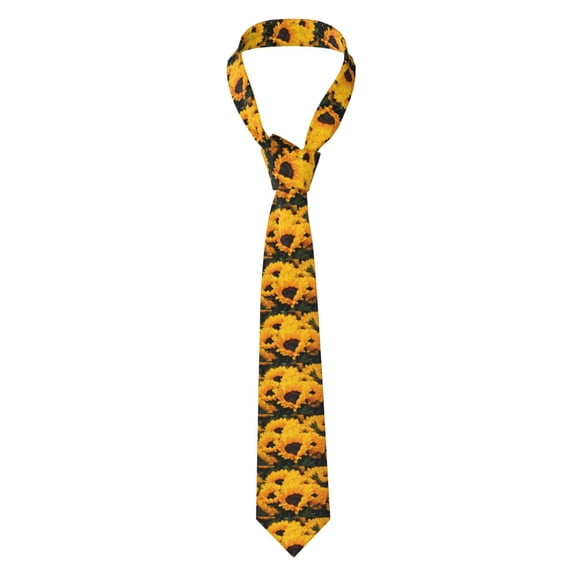 Naloa Flower Bush Sunflower Print Solid Color Tie Formal Necktie for Men,Suitable for business, daily life, work