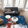thumbnail image 2 of Christmas Area Rug 4x6ft Snowman with Cap Xmas Snowflake Navy Blue Non-Slip Washable Square Rugs Soft Felt Indoor Floor Mat for Bedroom Kitchen Living Room Bathroom, 2 of 8