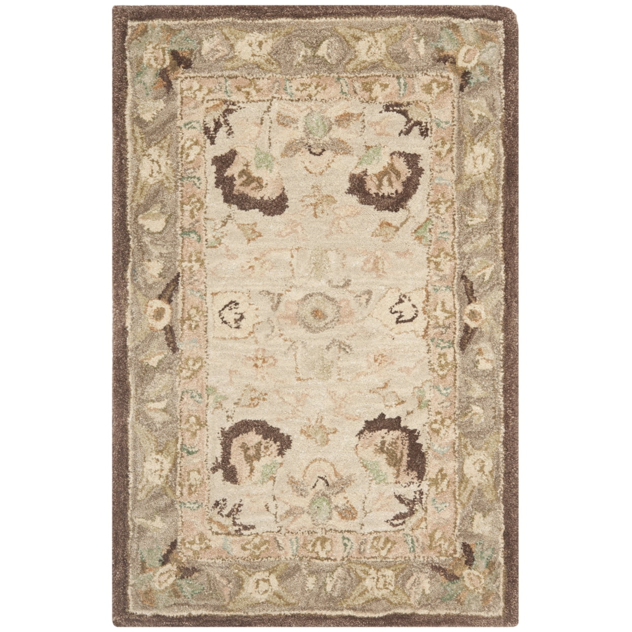 SAFAVIEH Anatolia Venice Traditional Wool Area Rug, Ivory/Brown, 3' x 5'