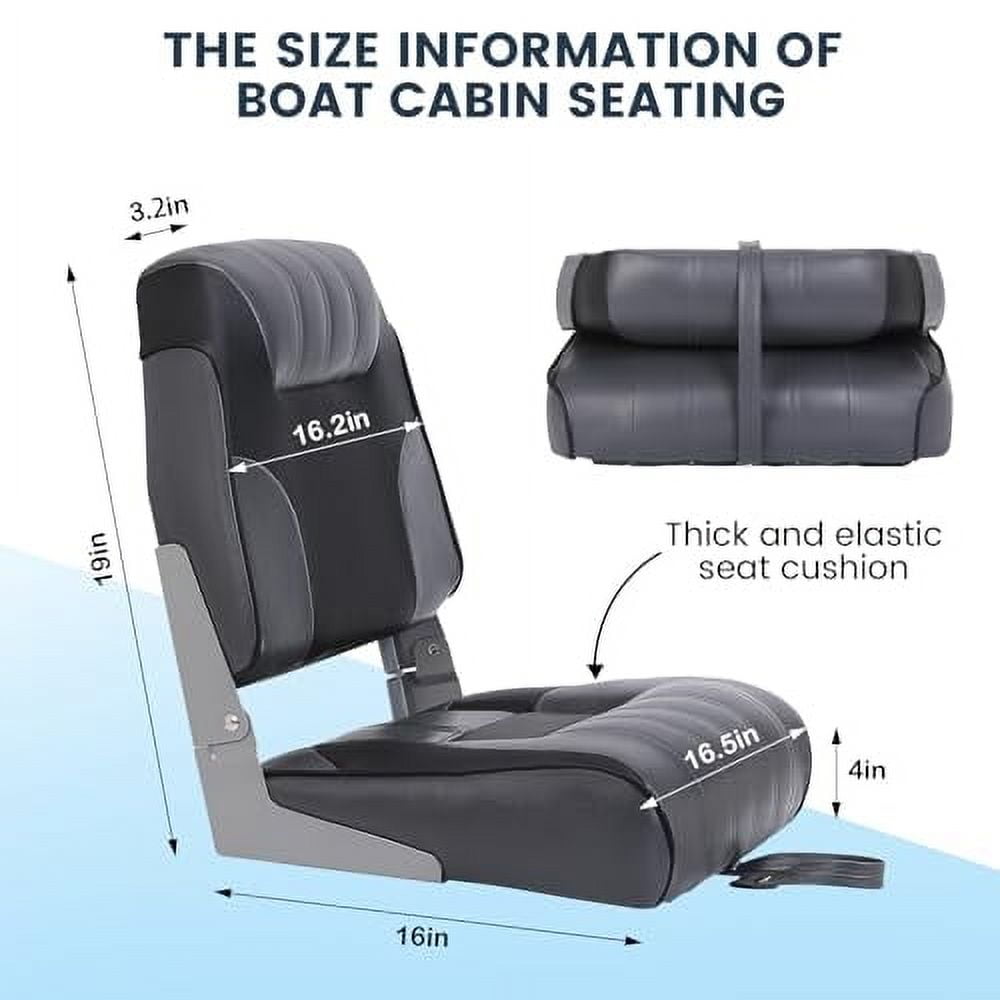 M optimized Set of 2 Premium Low Back Folding Boat Seat, Marine Seats for Fishing, Sightseeing, Speedboats, Canoes