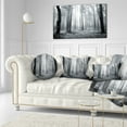 thumbnail image 3 of Designart Black and White Foggy Forest - Forest Throw Pillow - 12x20, 3 of 5