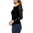 thumbnail image 4 of DARING DIVA Sheers Flower Embroidery Lace Top L Black, 4 of 6