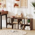thumbnail image 5 of 8 Cube Storage Organizer, 2 Tier Multipurpose Display Shelf w/Open Storage & 2 Anti-Tipping Kits, 8-Cube Wooden Bookcase for Living Room, Bedroom, Study, Home, Office (Brown), 5 of 18