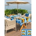 thumbnail image 5 of Outdoor Tablecloth with Umbrella Hole for Patio/Picnic/Party/Camping, Yellow Truck Waterproof Table Cloth Rectangle Table Cover Washable, Stars Navy Blue Checkered Modern Farmhouse Art (60"x 102"), 5 of 8