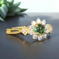 thumbnail image 2 of Emerald Wedding Ring Diamond Halo Flower Women Jewelru Unique Gift For Women Alternative Fine Women Ring, 2 of 4
