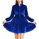 thumbnail image 2 of mfyjkho Vestidos de verano para mujer, Vestido de fiesta de terciopelo con botones, falda abullonada plisada, manga larga y cintura alta para mujer Vestidos de fiesta para mujer s, 2 of 8