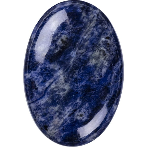 UFEEL Blue Sodalite Palm Stone Crystal Natural Chakra Therapy Polished Healing Crystal Oval Pocket Gemstone for Anxiety Stress Relief