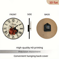 thumbnail image 7 of 2D Flat 1pc 10Inch Wooden Toulouse De Rose Round Wall Clocks Spring Botanical Wall Clock Non-Ticking Battery Operated Shabby Chic Farmhouse Wall Clock Decorative for Living Room Bedroom Kitch, 7 of 7