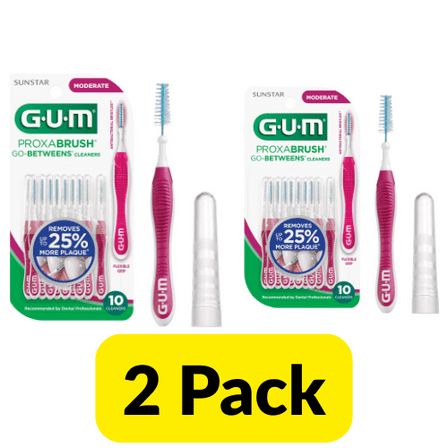 GUM Proxabrush Go-Betweens - Moderate, Interdental Brushes, Soft Bristled Dental Picks, 10 Count ( 2 Pack)
