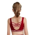 thumbnail image 2 of SiiRoh Girls Shiny Rhinestone Training Bra Criss Cross Back Ballet Dance Gymnastics Crop Tank Top Burgundy 16, 2 of 5