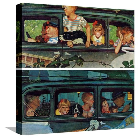 Art.com Outing or Coming and Going, August 30,1947 Stretched Canvas Print Wall Art by Norman Rockwell, 16" x 16"