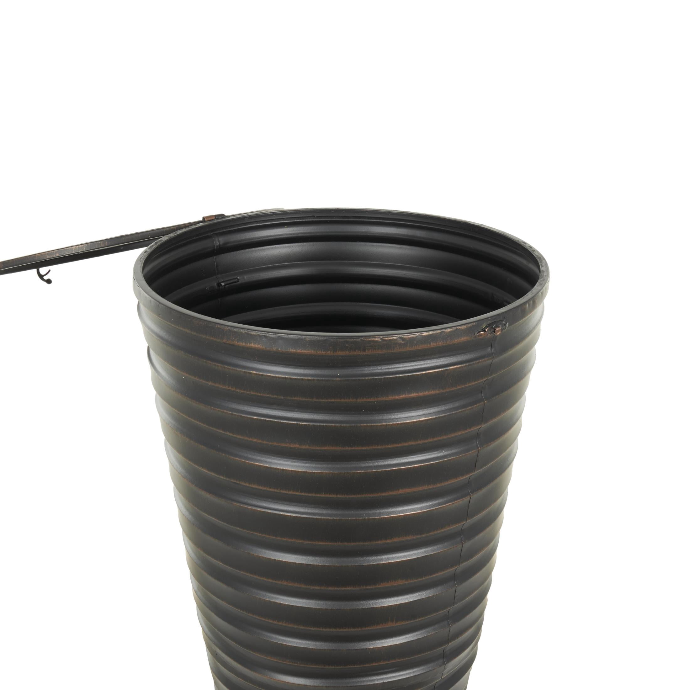 DecMode 56", 44", 34"H Ribbed Tall Cone Floor Bronze Metal Vase with Horizontal Grooves, Set of 3