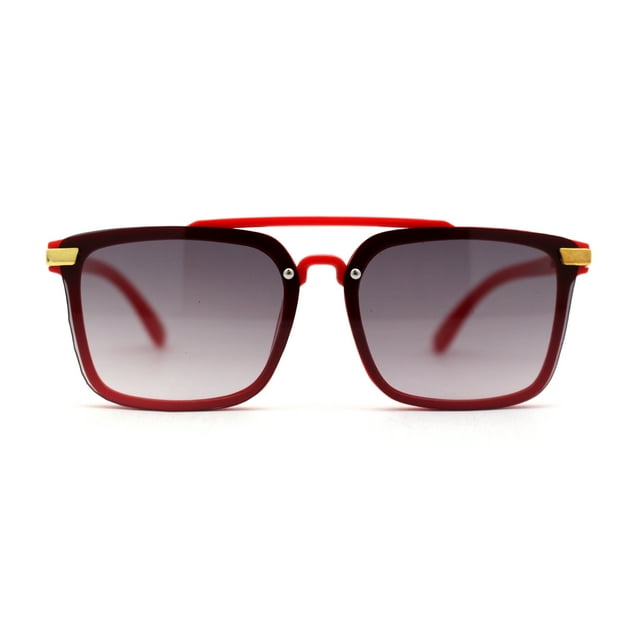 Kids Child Size Luxe Plastic Semi Rimless Rectangular Racer Sunglasses Red Smoke