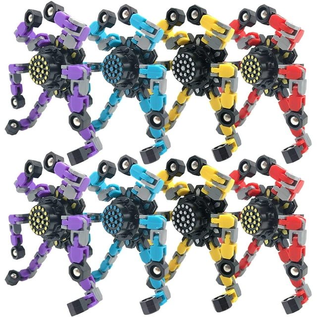 8Pack Fingertip Gyro Fidget Spinner, DIY Deformable Chain Links Fingertip Spinni