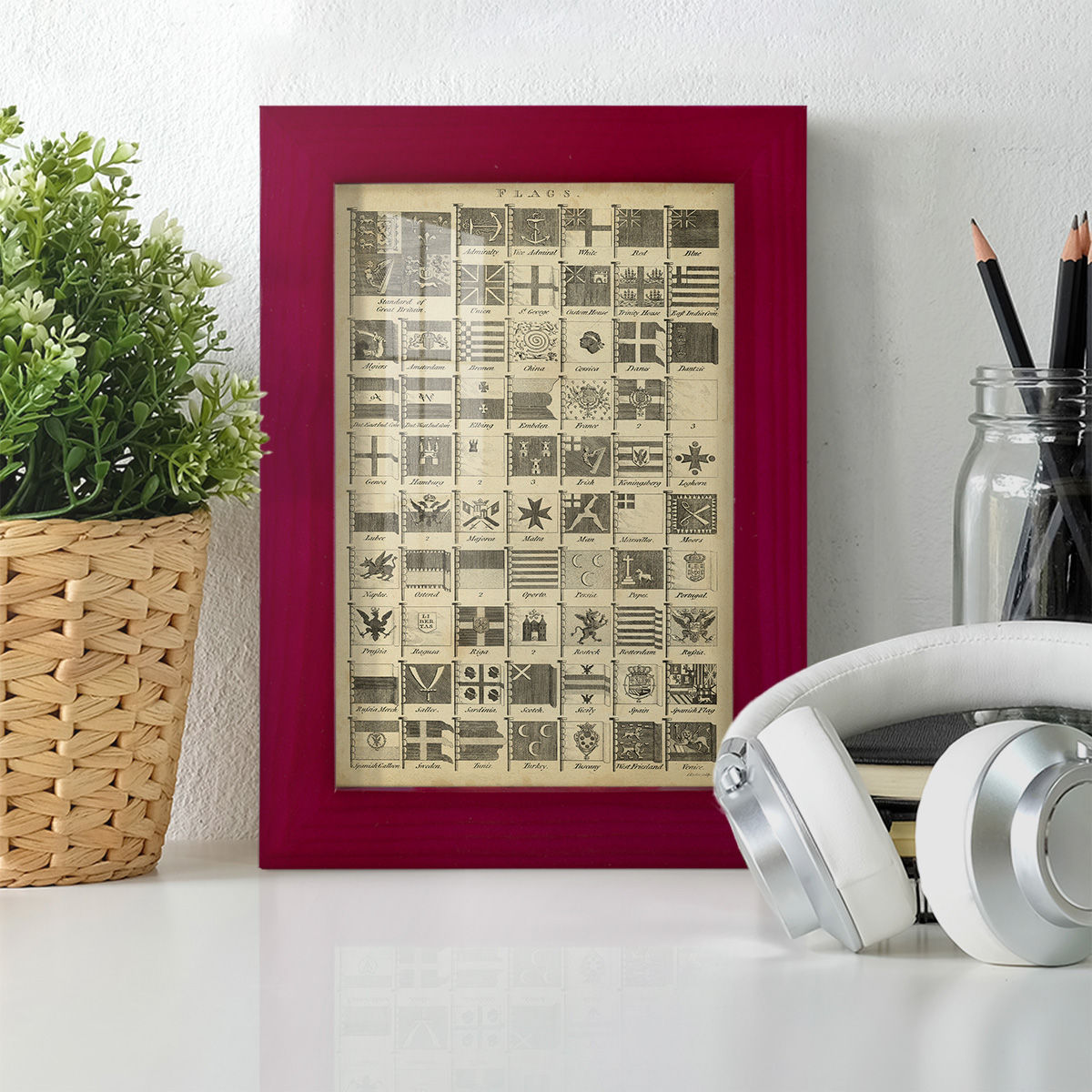 Encyclopediae VII -Framed Print w/glass-Cherry Red