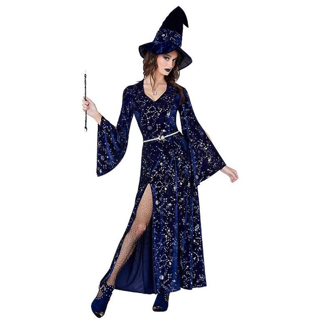 Disfraz de Halloween, disfraz de actuación de bruja, vestido Sexy de bruja con abertura alta, mono de graduación