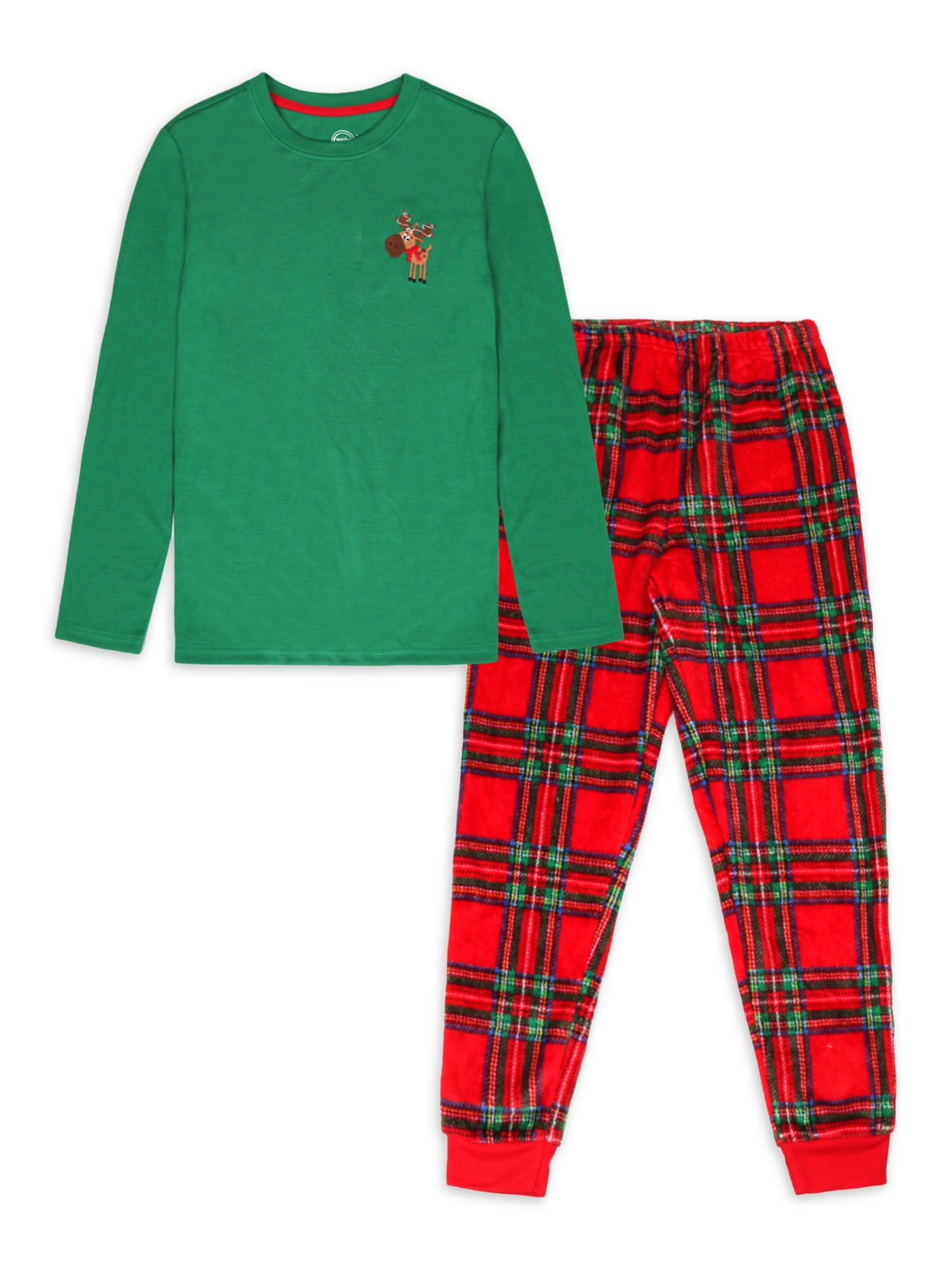 Holiday Time Boys Christmas Moose Pajamas Set, 2Pack, Sizes 418