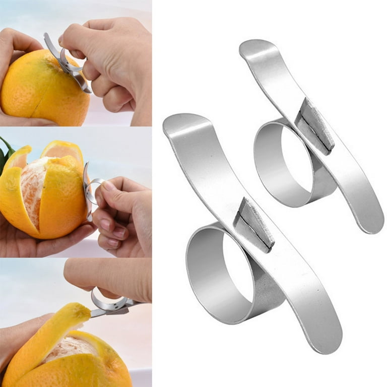 2pcs Orange Peeler Ring Peeling Stainless Steel Fruit Citrus Grapefruit  Peeler Orange Opener For Home Kitchen