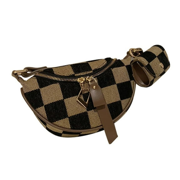RYUJNDK Modern And Practical Women's Brown Checkered Waist Bag Crossbody Bags Casual Shoulder Purse for Fashion Enthusiasts