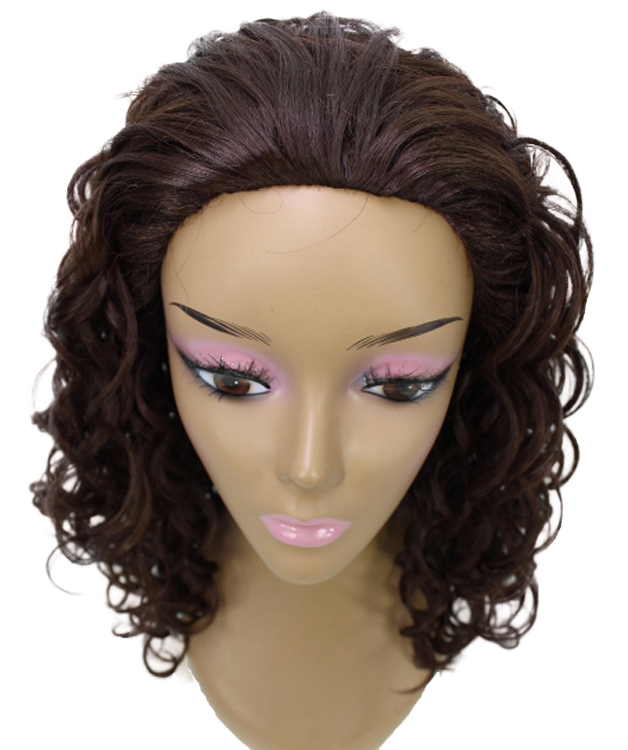 LUXLUXE Edwina Curly Layered 17 in Long Half Wig Mix Human Hair and Synthetic Fibers, Multiple Shades of Natural & Blended Colors