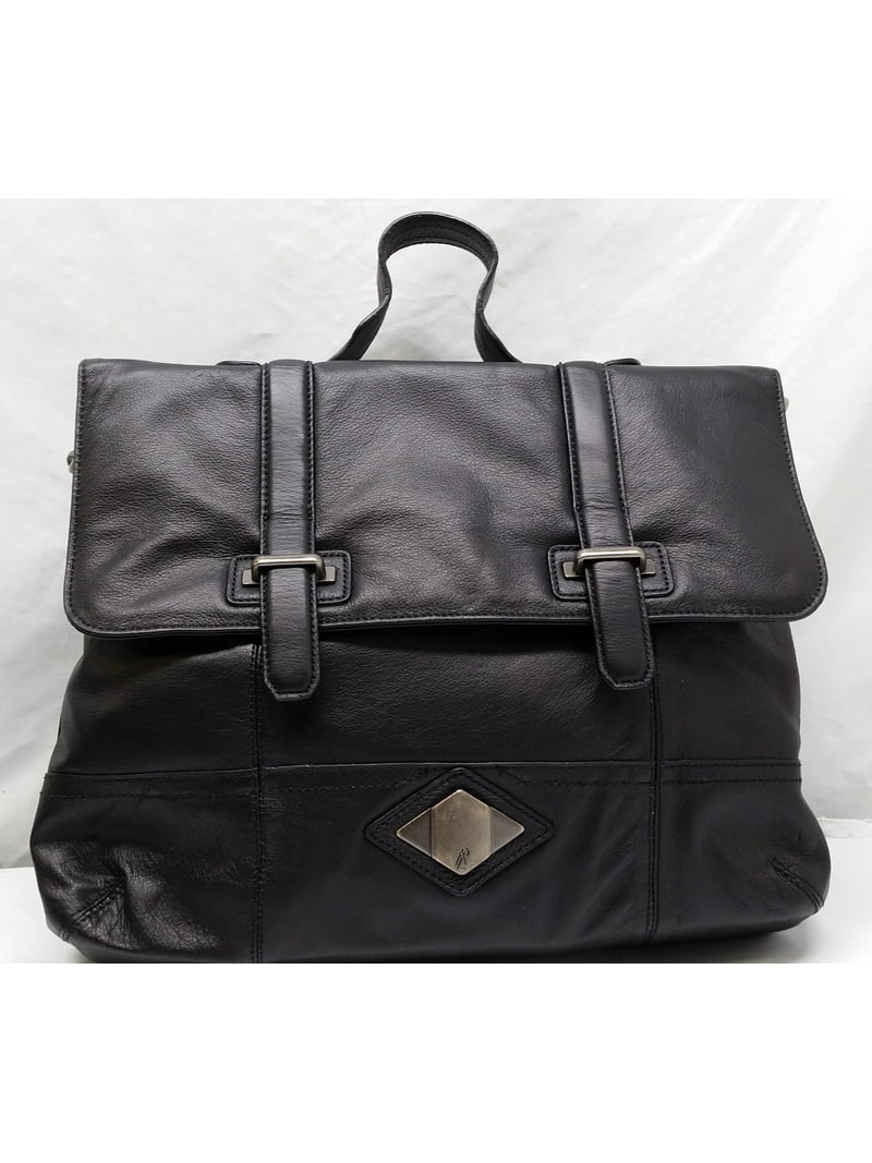 Luxe Rachel Zoe Leather Medium Flap Crossbody Satchel, Black