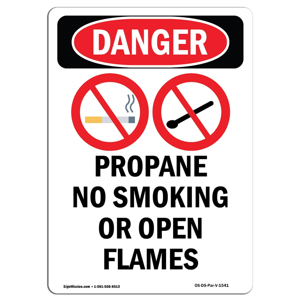 OSHA Danger Sign Propane No Smoking 24" X 18" Decal Protect Your