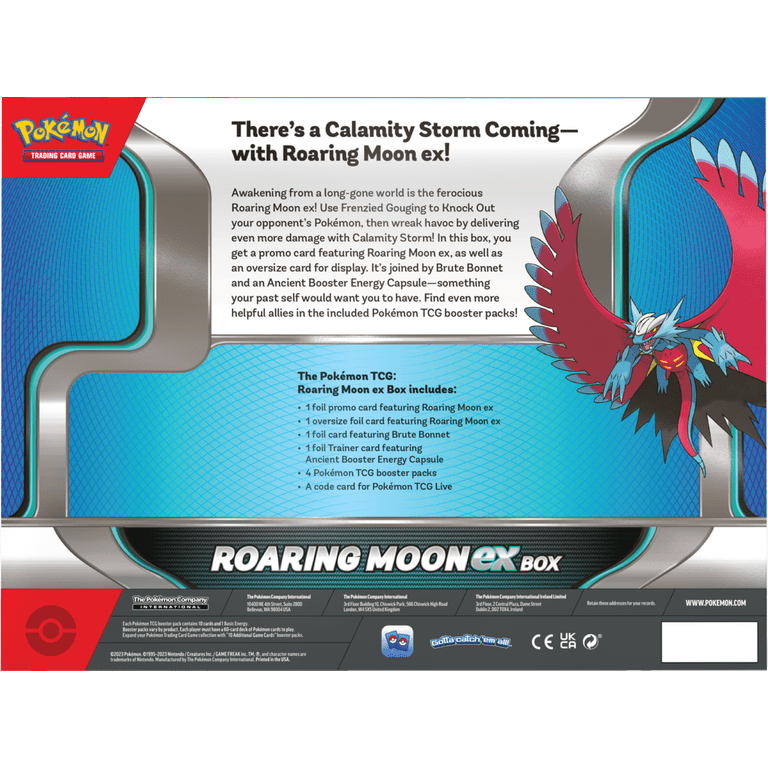 pokémon trading card game iron valiant ex box Pokemon Trading Card Games Roaring Moon Exo or Iron Valiant Ex Box 4  Booster Packs