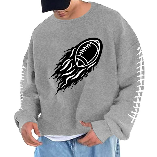 Sudadera sin capucha para hombre, cuello redondo, sudadera deportiva con estampado de fútbol, jersey de manga larga, blusa de poliéster para hombre