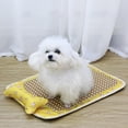 thumbnail image 1 of Colchoneta Refrescante y Transpirable de Ratán Amarillo para Mascotas | Cama para Perros y Gatos de 40X30 Cm con Almohada Extraíble | Uso Interior y Exterior | Almohadilla Refrescante para Climas Cál, 1 of 6