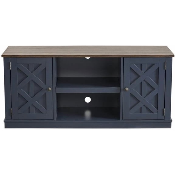 LIVILAND TV Stand for TV up to 60 in. w/Storage Cabinet & Open Shelf -Navy Blue