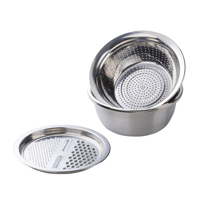 ZheElen Premium Stainless Steel Vegetable Washing Bowl Set Various Purpose Durable And Fashionable Wide silver