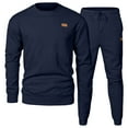 thumbnail image 6 of sususu Suit for Men Slim Fit,Men's Knitted Two Piece Suit Set Relaxed Fit Jacquard Crewneck Sweater And Trousers for Everyday Wear And Modern Style - Navy, 6 of 7