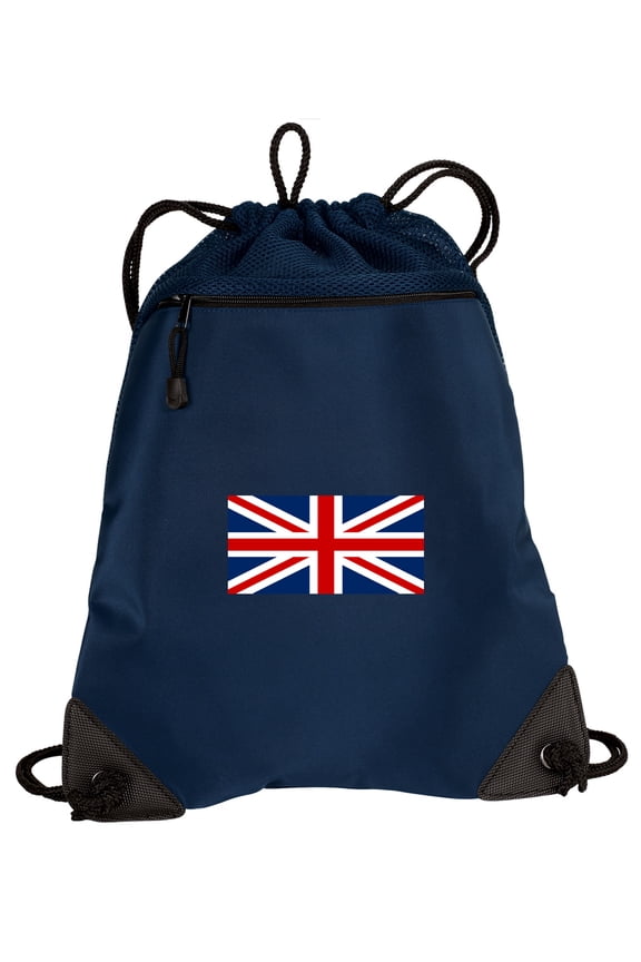 England British Flag Cinch Pack Backpack TWO SECTION United Kingdom Drawstring Bag with Unique Mesh & Microfiber Sections