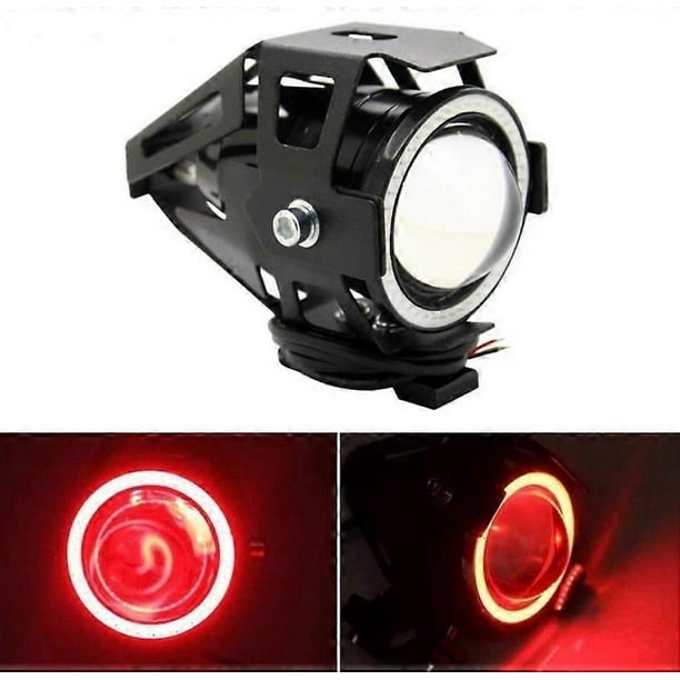 U7 Mini Fog Light Single PCS Red Ring U7 Motorcycle Driving Lights with High Low Strobe Beam Halo Rings Clamps Waterproof LED 20W Fog Lights for ATV U