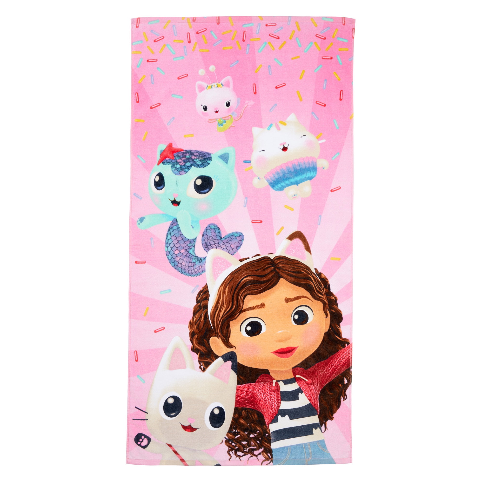 Gabby's Dollhouse Kids Beach Towel, Cotton Blend, 27x54, Pink