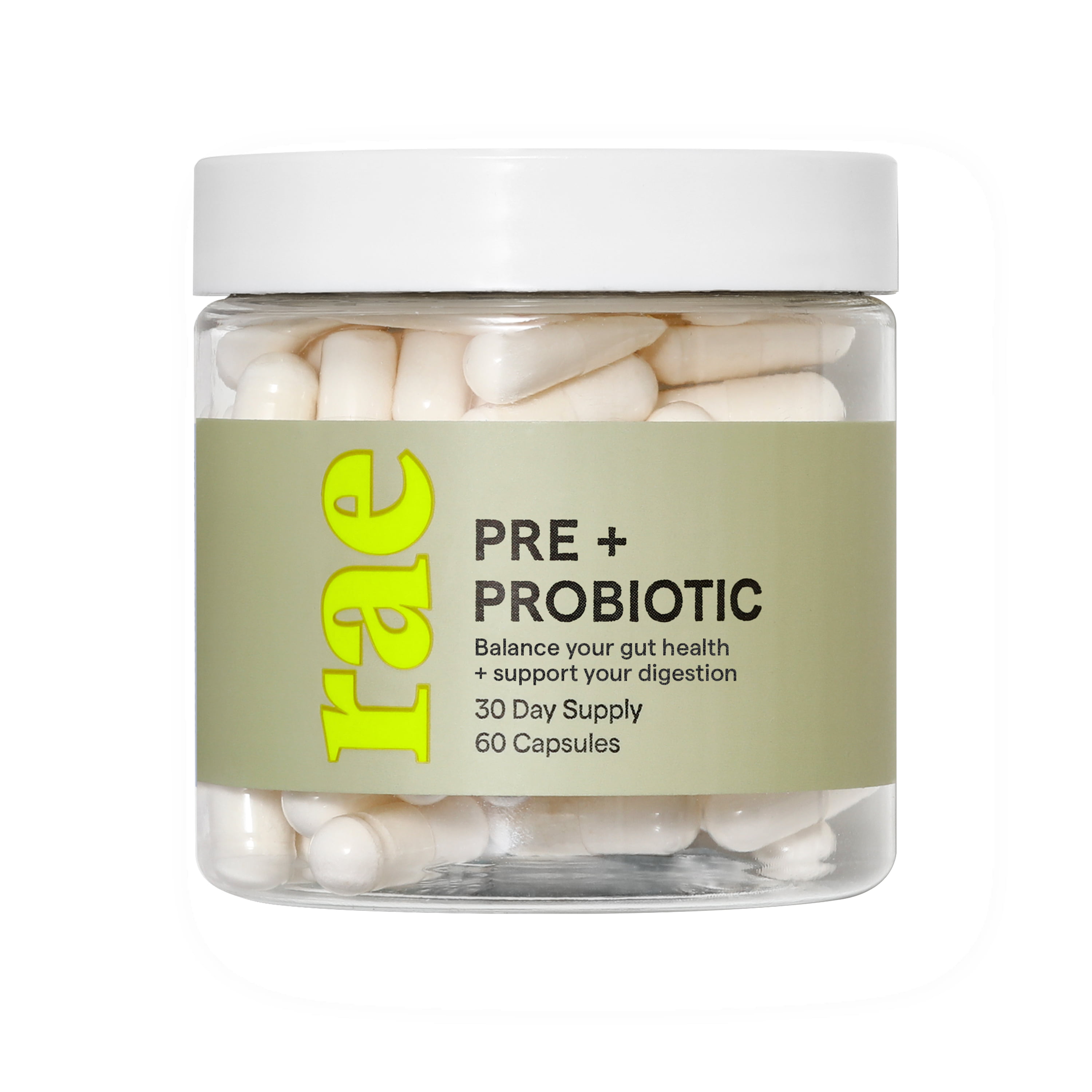 Rae Pre + Probiotic with Apple Cider Vinegar & Acidophilus, Support Digestive & Gut Health, 60ct