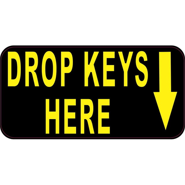 StickerTalk Yellow and Black Drop Keys Here Vinyl Sticker, 6 inches x 3 ...