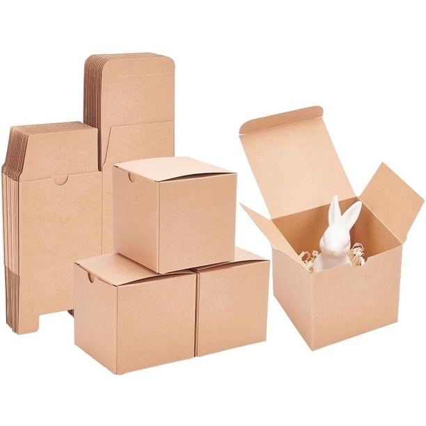 20 cajas de regalo pequeñas de papel kraft, cajas cúbicas de cartón Burlywood de 8,1 x 8,1 x 8,1 cm con tapa.