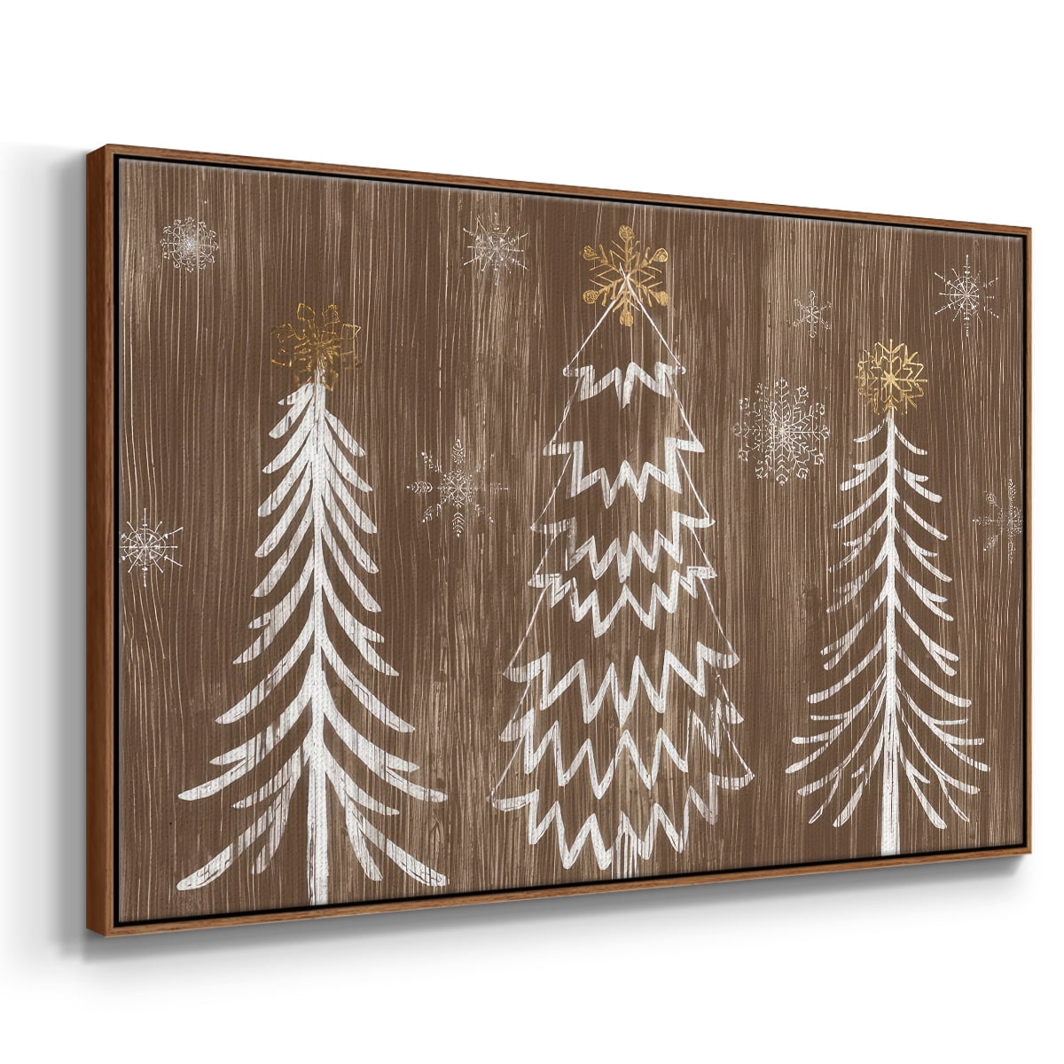 Barnwood Wonderland Collection A - Framed Gallery Wrapped Holiday Canvas - 27 x 41 - Rosewood Frame