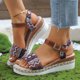 thumbnail image 1 of MKLEKYY Sandalias Flexi para Mujer, Con Punta Redonda, Hebilla, Correa, Verano, Tacón Bajo, Suela Gruesa, Cuñas, 1 of 4