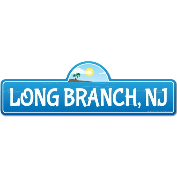 Long Branch NJ New Jersey Beach Street Sign | Indoor/Outdoor | Surfer Ocean Lover Décor For Beach House Garages Living Rooms Bedroom | Signmission Personalized Gift