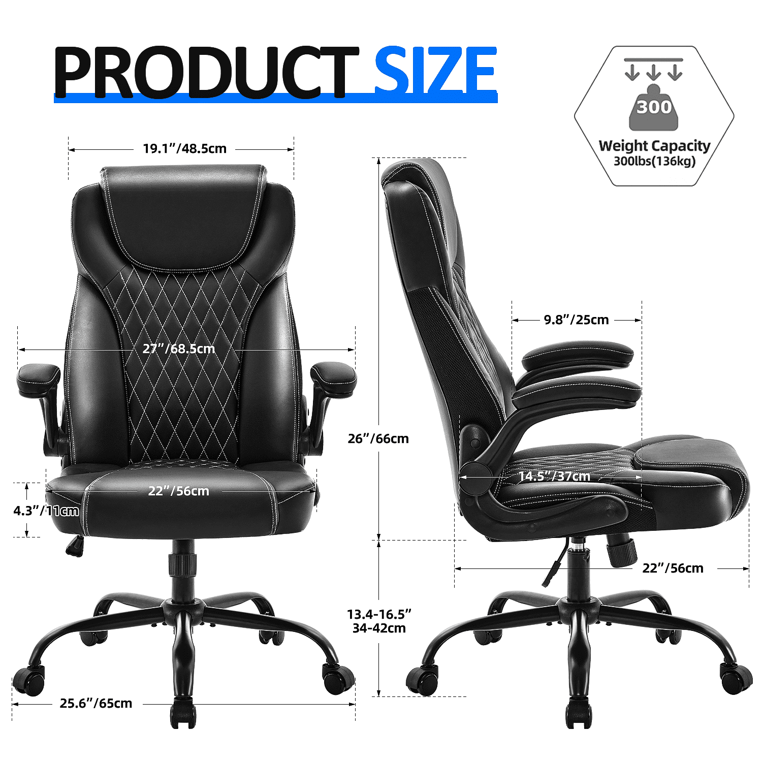 TMV 10-Position Adjustable Office Chair, Reclining Work Chair with Lumbar Support，White