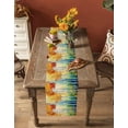 thumbnail image 5 of ERUNPONLY Orange Green Trees Table Runner - 60 Inch Long Watercolor Chic Beanch Leaf Cotton and Linen Blended Dress Scarves Farmhouse Table Runner for Kitchen Dining, Coffee Table, 13"x60", 5 of 8