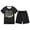 AB154 Black, variant on Tisuna Girls Easter Outfit Set Child Letter Print Short Sleeve Crew Neck Sweatsuit Lightweight Breathable Summer Kids Tops And Shorts Set Size 3-4 Years