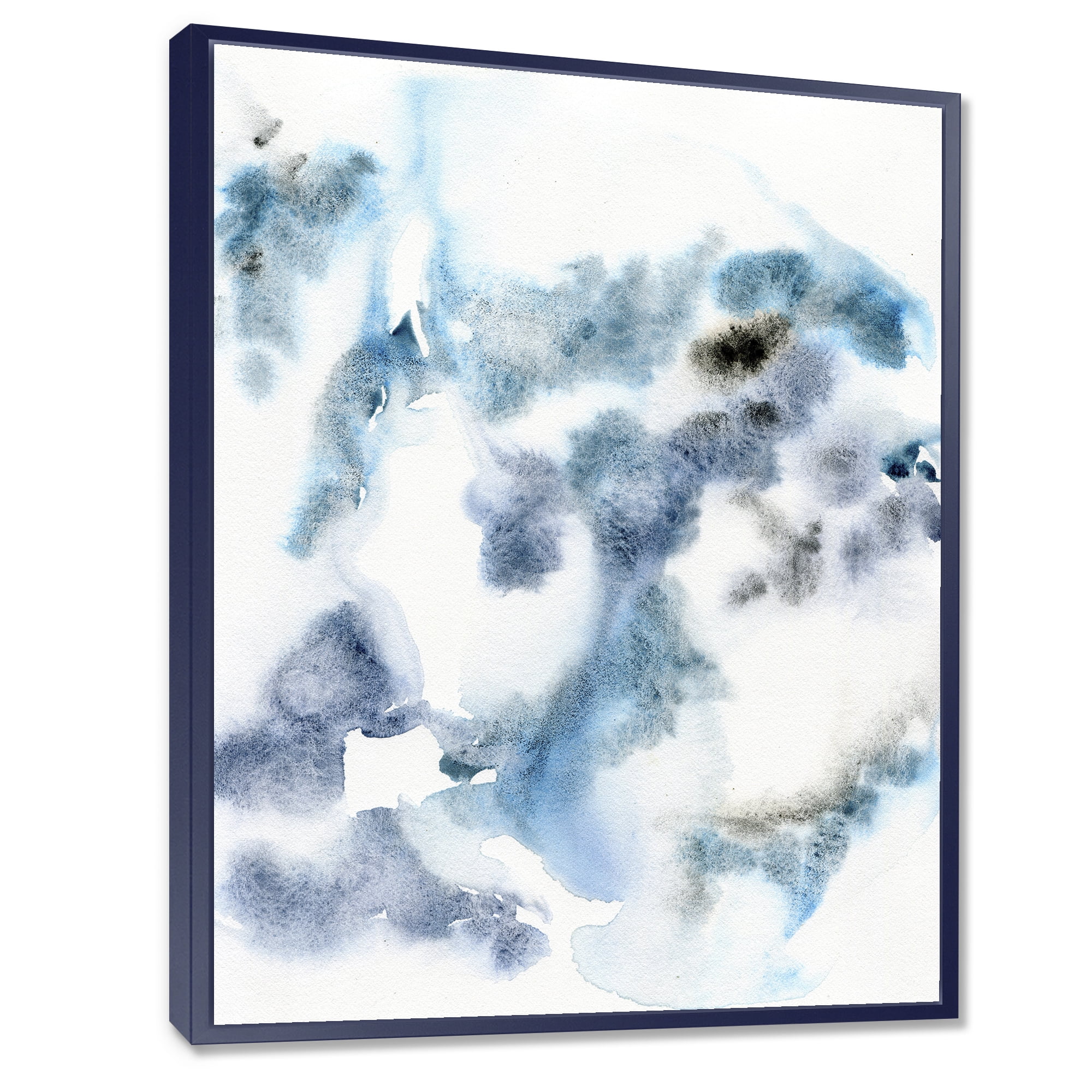 Designart 'Abstract Of Clouds Dark Blue Colored III' Modern Framed Canvas Wall Art Print
