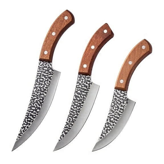 3PCS/Set Butcher Knife and Kitchen Knife Set, Professional Viking Knife Boning Knife for Meat Cutting Cooking BBQ