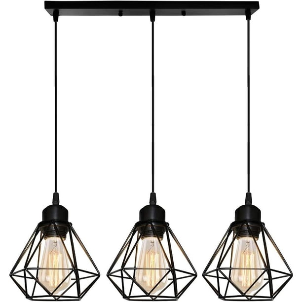Lámpara colgante industrial vintage 3 luces E27 Diseño de lámpara de techo Jaula de metal Ø160mm Iluminación de techo para sala de estar Cocina Dormitorio esquí esquí Gafas de esquí